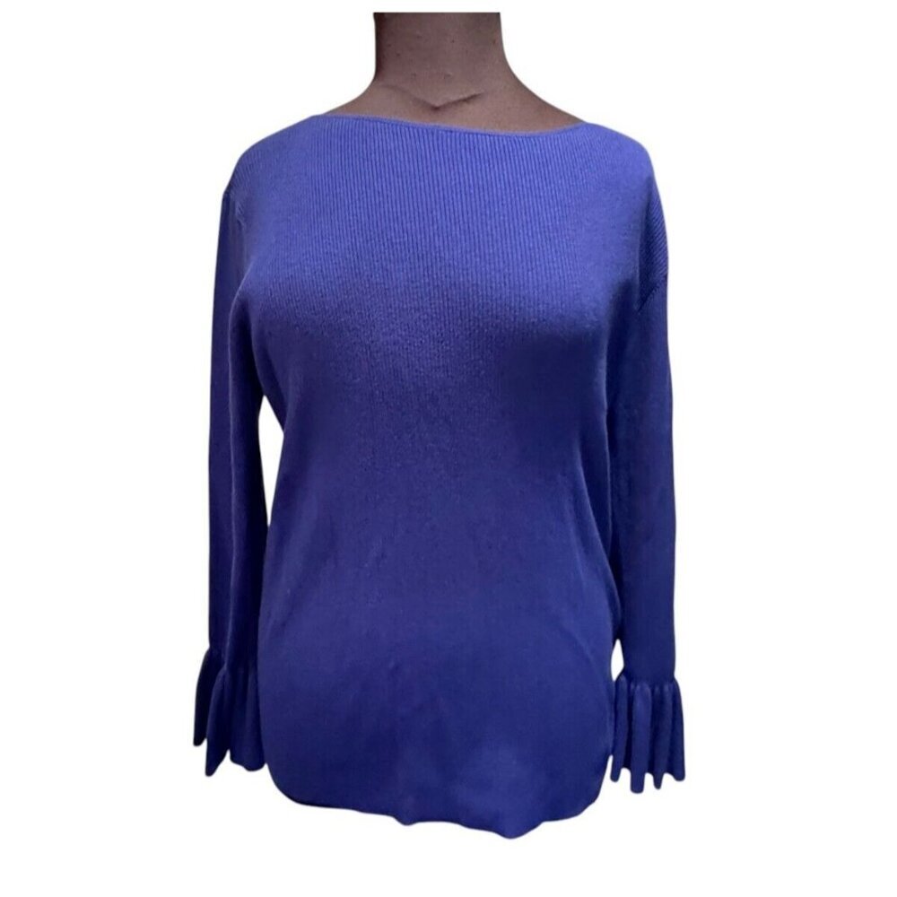 Lauren Ralph Lauren Womens‎ Blue Boat Neck Fitted Bell Sleeve Sweater 3X Plus
